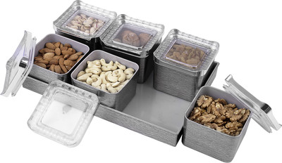 Flipkart SmartBuy Plastic Utility Container  - 500 ml(Pack of 6, Grey)