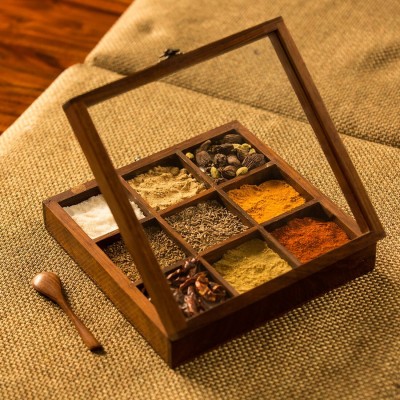 ELAVE HANDICRAFTS Spice Set Wooden, Glass(1 Piece)