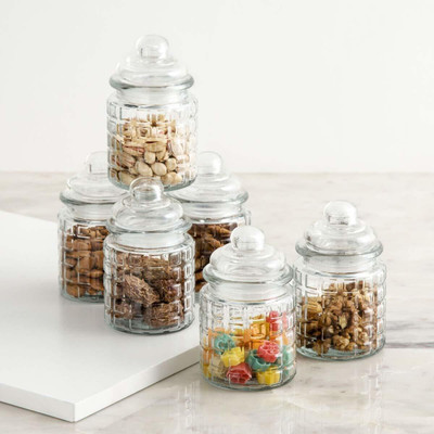NAVPATH Glass Grocery Container  - 500 ml(Pack of 6, Clear)