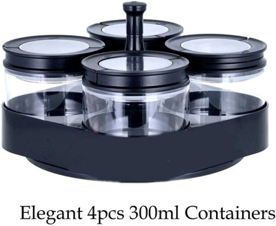 BHADIYADRA Glass Grocery Container  - 600 ml(Pack of 4, Multicolor)