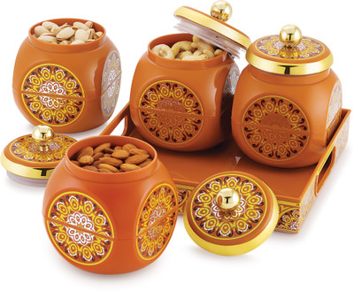 Nabhya Plastic Grocery Container  - 500 ml(Pack of 4, Orange)