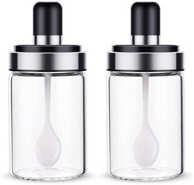 catliyer Glass Utility Container  - 300 ml(Pack of 2, Clear)