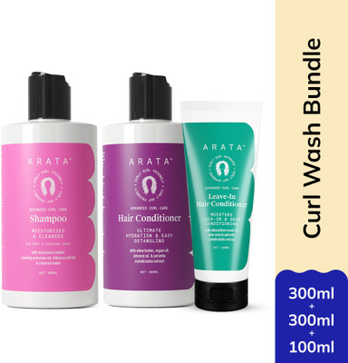ARATA Curl Enhancing Combo|Shampoo, Conditioner&Leave-In Conditioner|Curly Hair(700 g)
