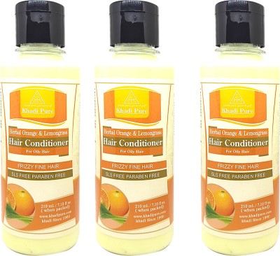 Khadi Pure Gramodyog Herbal Orange & Lemongrass Hair Conditioner (Sls) (Pack Of 3) (630Ml)(630 ml)