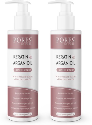 PORES BE PURE Keratin & Argan Oil Smooth Hair Conditioner For Women & Men | Pack of 2(500 ml)