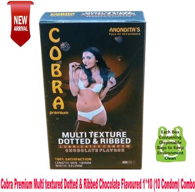 COBRA Premium 10's Multi Textured Dotted & Ribbed Lubricated Chocolate Flavored Condom