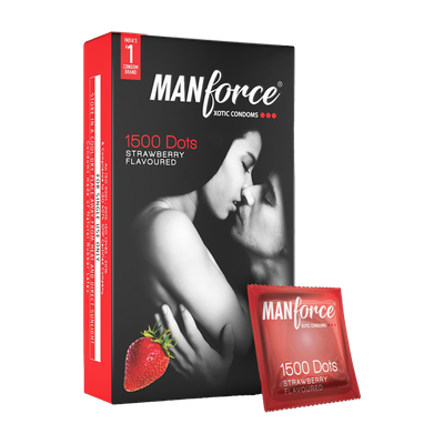 MANFORCE 3 in 1 (Ribbed, Contour, Dotted) Wild Strawberry Flavoured Condoms - 10 Pieces Condom(10 Sheets)