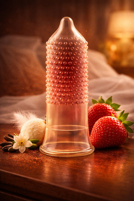 LOVEBIRDCONDOM STRAWBERRY+VENILA BASS | EXTRA LUBRIC Condom(10 Sheets)
