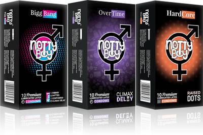 NottyBoy 4in1 Extreme Delay Extra Time Condoms | Ribbed & Heavy Dots Condom