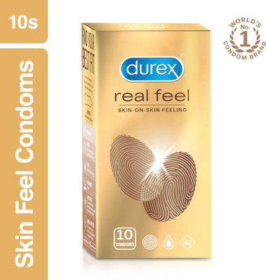 DUREX Real Feel For Men, Ultra Thin, Non latex, Natural Skin Like Feeling Condom(Set of 10, 10 Sheets)