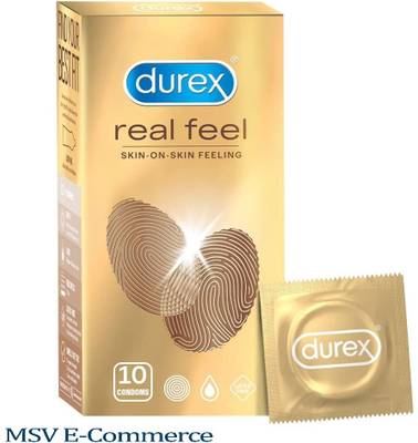 DUREX Real Feel Condoms for Men - 10 Count| For Real Skin on Skin Feeling Condom