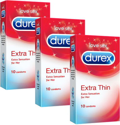 DUREX Extra Thin for Extra Sensation Condom(Set of 3, 30 Sheets)