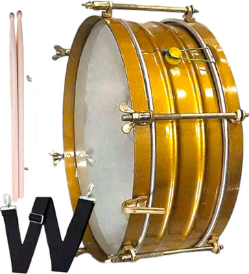 Mayur Musical Side Drum with 2 Drum Sticks and Drum Belt Brass Gold Colour Dhol Superior Quality Conga(Fiber)
