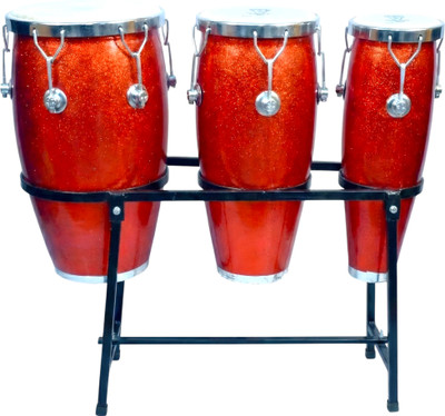 Mayur Musical Congo Drum Set with Stand – Hand Percussion for Stage Studio & School Drums Fiber Bongo(32 cm)