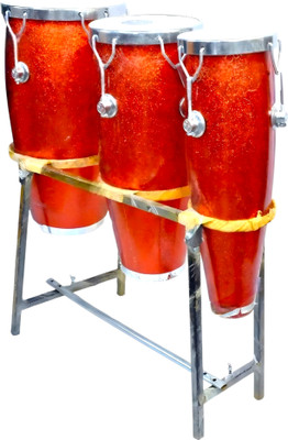 Mayur Musical Congo 3 Drums with Stand – Hand Percussion for Stage Studio & School Drum Set Fiber Bongo(32 cm)