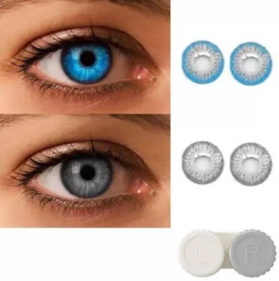 Gold Look Monthly Disposable(Grey & Blue 0, Colored Contact Lenses, Pack of 2)