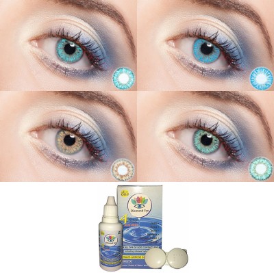 soft eye Monthly Disposable(BLUE-AQUABLUE-BROWN-TURQUOISE, Colored Contact Lenses, Pack of 4)