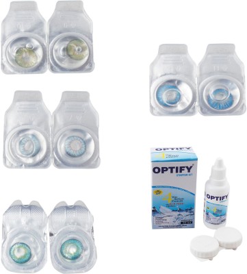 Optify Monthly Disposable(0, Colored Contact Lenses, Pack of 4)