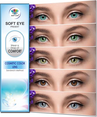 soft eye Monthly Disposable(Green Grey,Hazel,Blue,Brown, Colored Contact Lenses, Pack of 4)