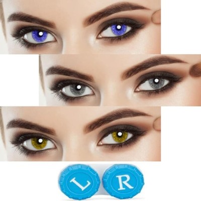 Gold Look Monthly Disposable(0 blue grey hazel, Colored Contact Lenses, Pack of 8)