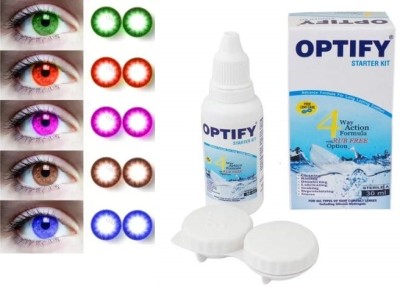 Optify Monthly Disposable(0, Colored Contact Lenses, Pack of 5)