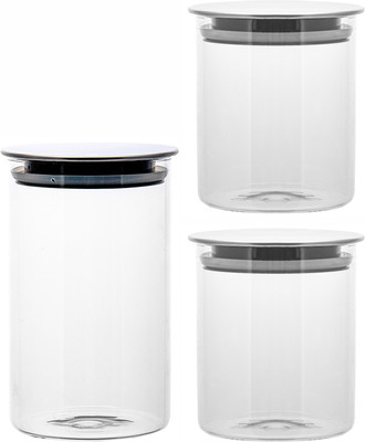 Sophronal Glass Utility Container  - 1000 ml, 650 ml(Pack of 3, Clear)