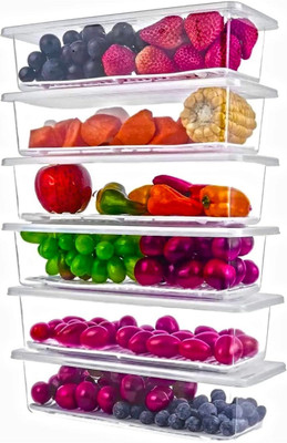 AMCM Polypropylene Fridge Container  - 1500 ml(Pack of 6, Transparent)