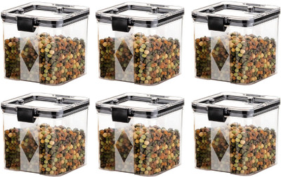 GRCOXZ Plastic Grocery Container  - 700 ml(Pack of 6, Black)