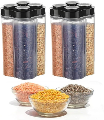 SARAZA Plastic Grocery Container  - 2500 ml(Pack of 2, Black)