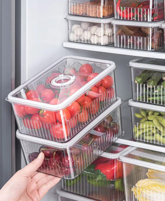 Q7 BRAND Plastic Fridge Container  - 2000 ml(Pack of 3, Clear)