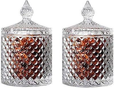 VINDRO Glass Cookie Jar  - 350 ml(Pack of 2, Clear)