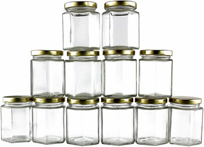 VINAR Glass Grocery Container  - 200 ml(Pack of 12, Clear)