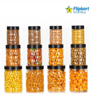 Flipkart SmartBuy Plastic Grocery Container  - 350 ml, 650 ml, 1200 ml(Pack of 12, Black)