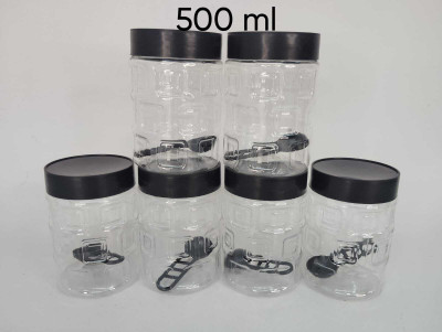 Sk world Plastic Pickle Jar  - 500 ml(Pack of 6, Black)