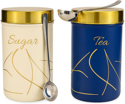 Bartan Bhandar Stainless Steel Tea Coffee & Sugar Container  - 230 ml(Pack of 2, Blue, Beige)