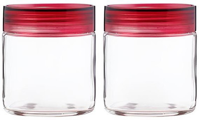 b7 Creations Glass Grocery Container  - 300 ml(Pack of 2, Red)