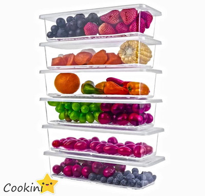cookini Plastic Utility Container  - 1500 ml(Pack of 6, Clear)