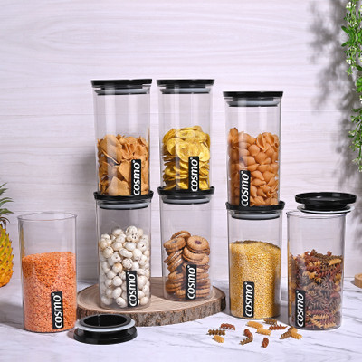 COSMO Plastic Grocery Container  - 1300 ml(Pack of 8, Black)