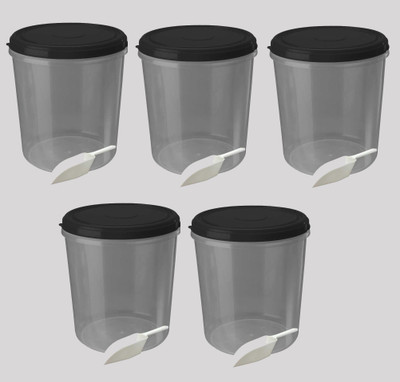 KUMANEST Plastic Grocery Container  - 10000 ml(Pack of 5, Black)