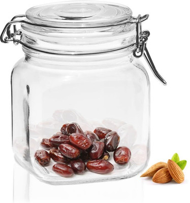 Pure Source India Glass Grocery Container  - 800 ml(Clear)