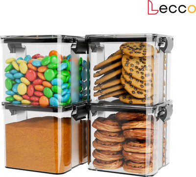 Lecco Plastic, Polypropylene Grocery Container  - 700 ml(Pack of 4, Black)