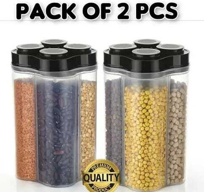 sudhir enterprises Plastic Grocery Container  - 2500 ml(Pack of 2, Black, Transparent)