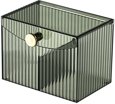 HoopVool 2 Compartments Plastic Makeup Storage box(Green)