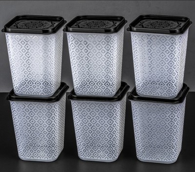 Shiva Ansh Plastic Grocery Container  - 1000 ml(Pack of 6, Black)