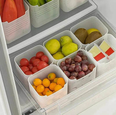 Jstar Plastic Fridge Container  - 1000 ml(Pack of 6, White)