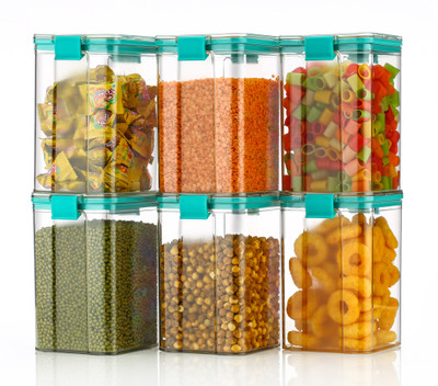NORVIUM Plastic Grocery Container  - 1100 ml(Pack of 6, Green)
