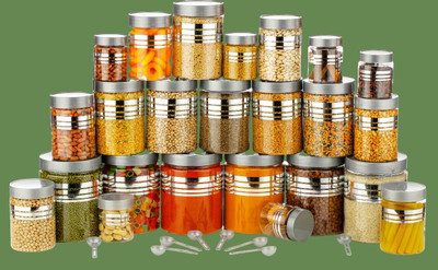 Ecodex Plastic Grocery Container  - 1200 ml(Pack of 16, Silver)