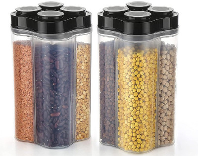 Finner Plastic Grocery Container  - 2500 ml(Pack of 2, Black)