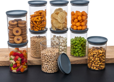Flipkart SmartBuy Plastic Grocery Container  - 900 ml(Pack of 10, Grey)