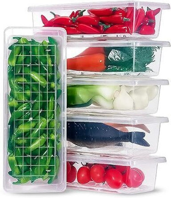 satkabirandco Plastic Grocery Container  - 1500 ml(Pack of 6, Transparent)